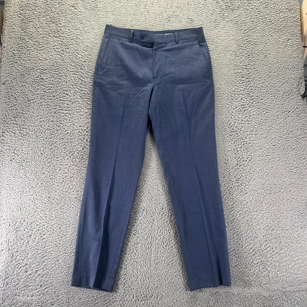 Peter Millar Pant Mens 32x29 Blue Wool Dress Straight Leg Business Preppy Formal